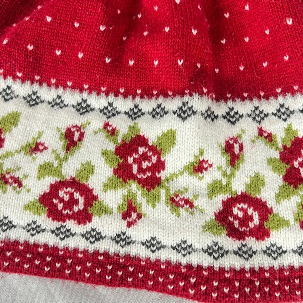 Max Studio Kids Sweater Dress Baby Girl 12M Floral Fair Isle Red Holiday Winter